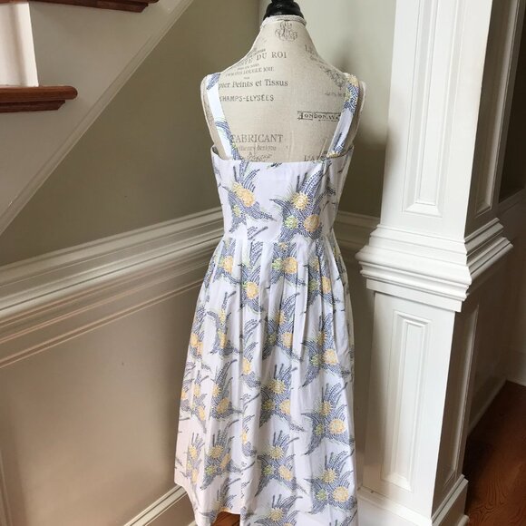 Charlotte Brody Garden Midi Dress Womens Medium White Blue Sleeveless Floral - Picture 13 of 14